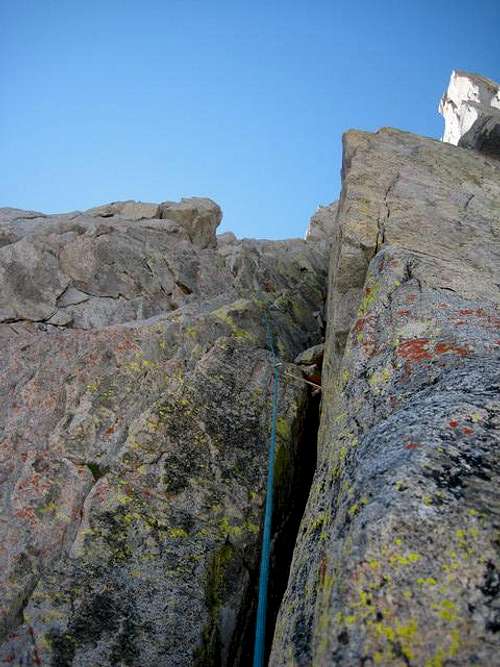 Yowser.. Crux Alert! Airy arete on pitch #2