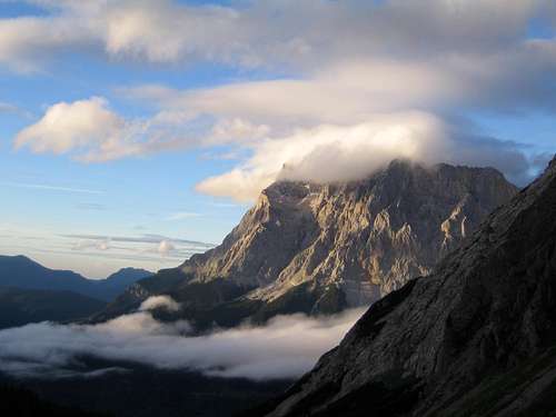 Wonderful via ferrata ridge with view to Zugspitze
