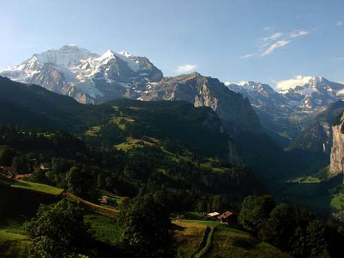 Jungfrau,Breithorn,Lauterbrunnen valley from Wengwald