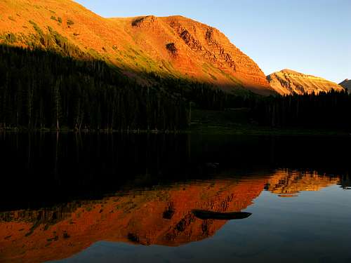 Gunsight, Dome, and Kings Peaks Reflected in Dollar Lake