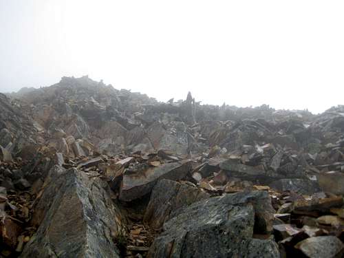 Final ascent of Larrabee - loose rock
