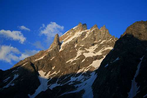 Peak East of Bivouac Aristova on the far side of the Shkhelda Glacier