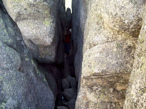 The narrow chimney of the normal route