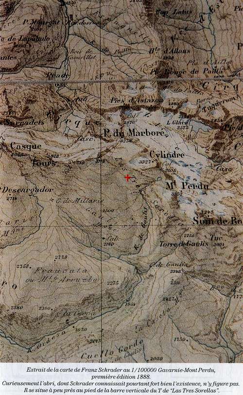 Franz Schrader's map of Monte Perdido