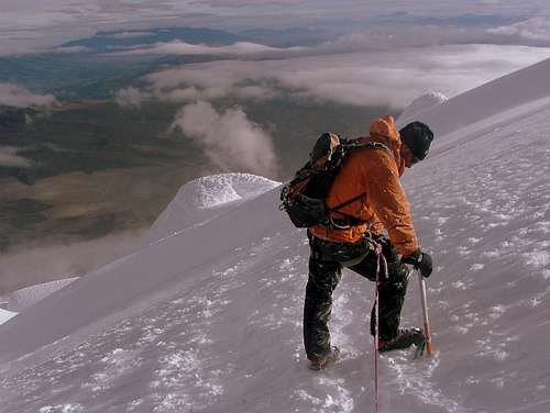 Descending from the summit.