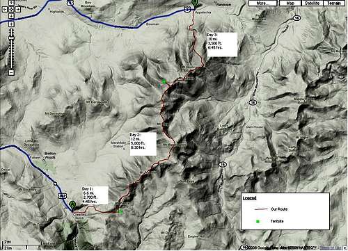 Presidential Traverse Route