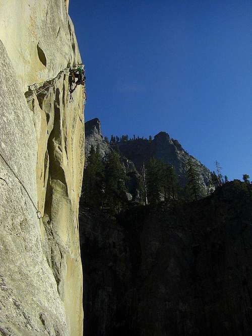 Rob leading P5 of the W face of the Leaning Tower