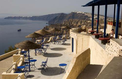 winery overlooking the bright blue Aegean