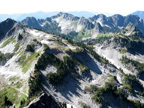Looking west from Pinnacle at the Tatoosh Range