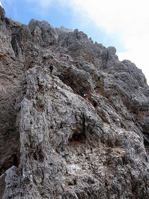 Climbers on ferrata Marino Bianchi