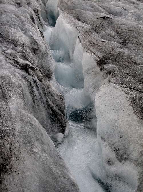 Water running down the glacier