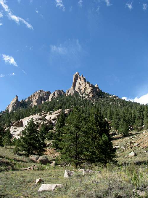 Spires from North Fork of South Platte River valley