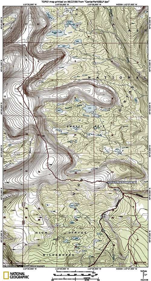 Bluebell Lake Peak Topo Map