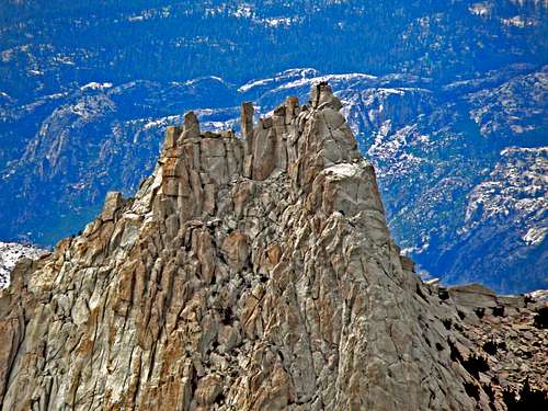 Cathedral Peak summit block with climbers on top
