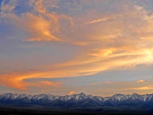 Sunset over the High Sierra from Owens Valley east of Independence