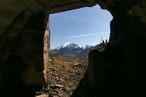 Ortler as seen throgh the openings of one of the WW I mines