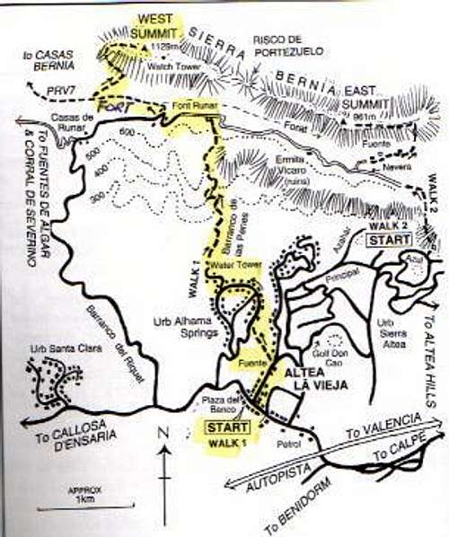 Map of the route to the...