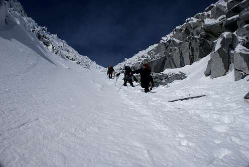 Climbers in the couloir