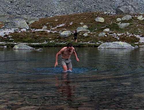 Swim in the lake Veľké Hincovo Pleso, Tatras (yes I know it's forbidden ! :)