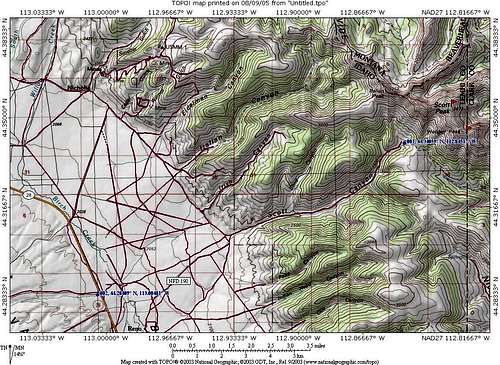 Area map for Scott Peak