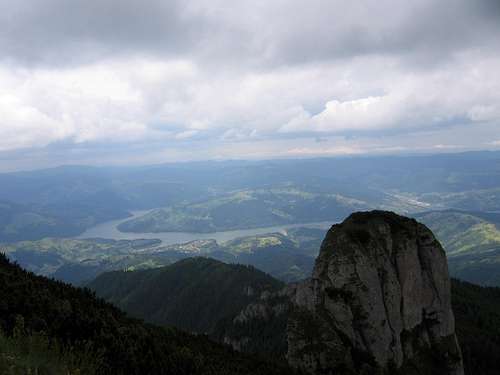 Izvorul Muntelui lake and in right  Panaghia  - Ceahlău mountains