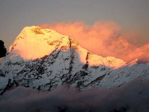 Chamlang (7.319 m.) from the high camp of Mera Peak