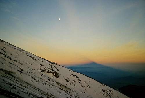 Shadow of Pico de Orizaba at sunrise...