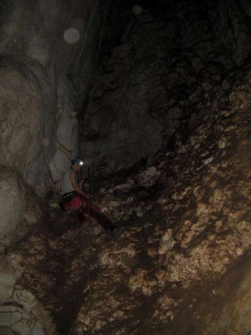 Descending the 30m. shaft