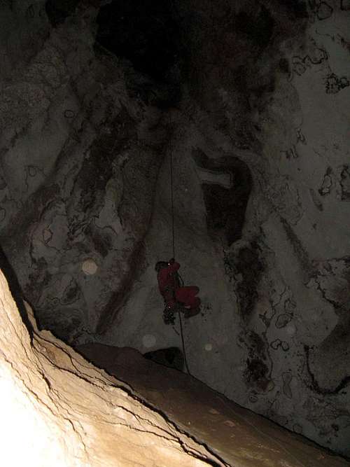 Ascending the 45m. shaft