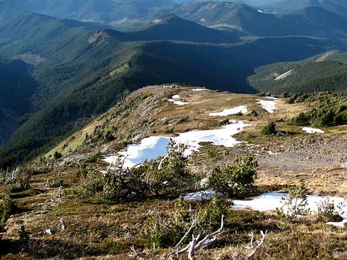 Looking down McNeil Ridge