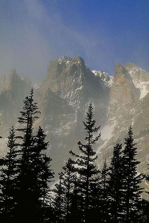 The craggy flanks of Flattop...