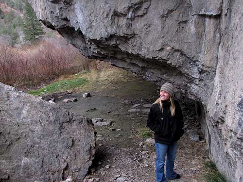 Michelle exploring  China Cave - Logan Canyon