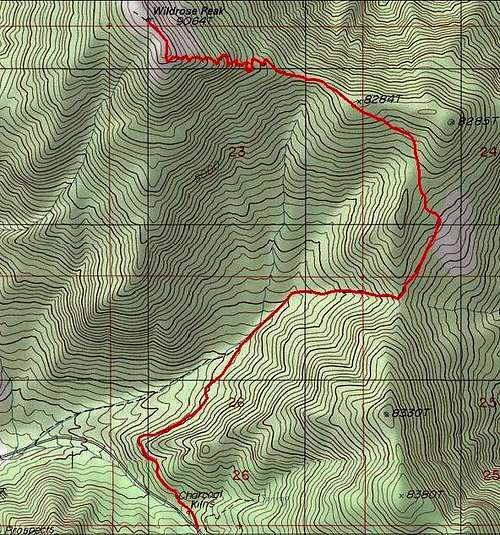 TOPO map showing Wildrose...