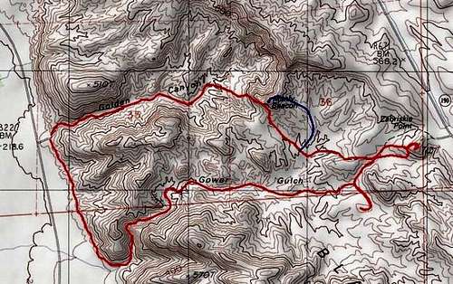 Topo map of the hike from the...