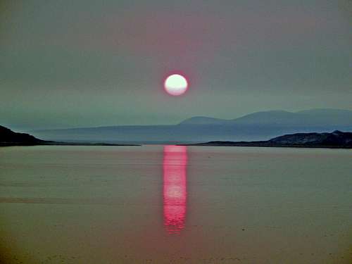 Eerie sunrise over Mono Lake