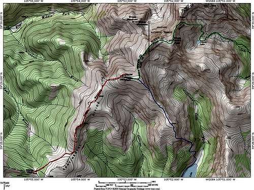 A Topo! map of three Routes...