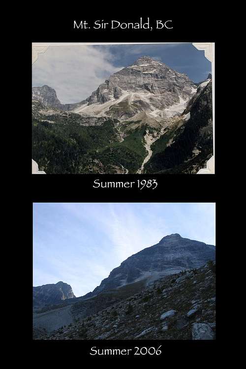 Mt Sir Donald in 1983 and 2006