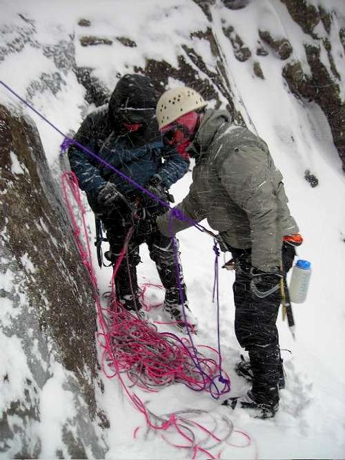 Rope managing during a snow storm