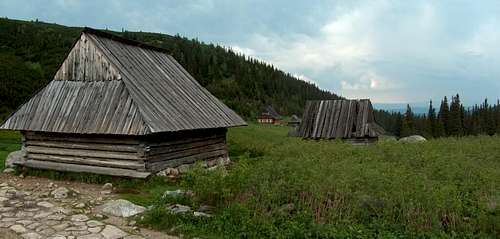 Traditional sherperds huts in Polish Tatra's Dolina Gąsienicowa