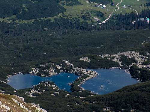 Lakes Dwoisty Stawy in Dolina Gąsienicowa (Polish Tatras)