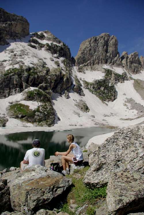 Lunch break at Lake of the Crags