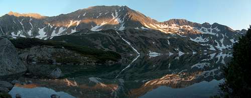 Sunset on the shores of Wielki Staw, in the Valley of the Five Lakes, Polish Tatras