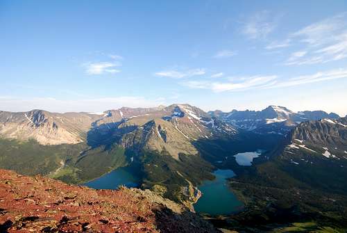 looking south over the Many Glacier Valley from Altyn Peak