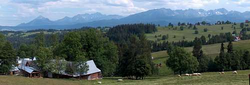 The Polish High Tatras seen from the heights somewhere on the north west of Zakopane