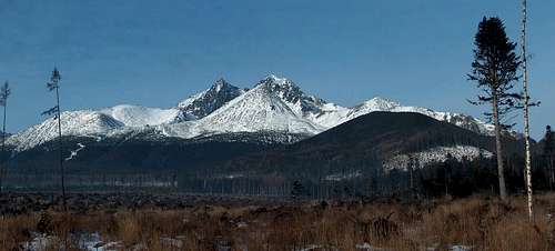 Winter panorama to the High Tatras from the car park of Biela Voda