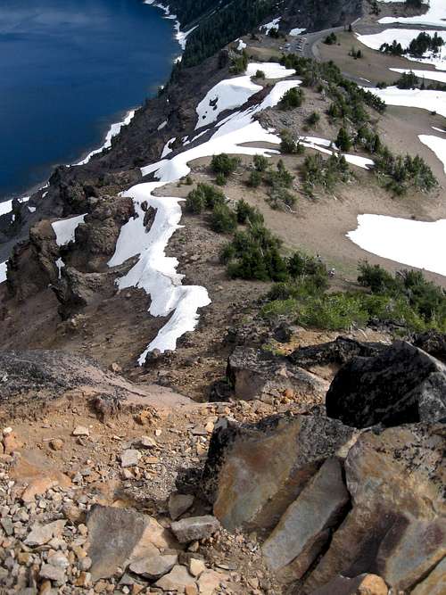 MAZAMA: looking east down crater from summit