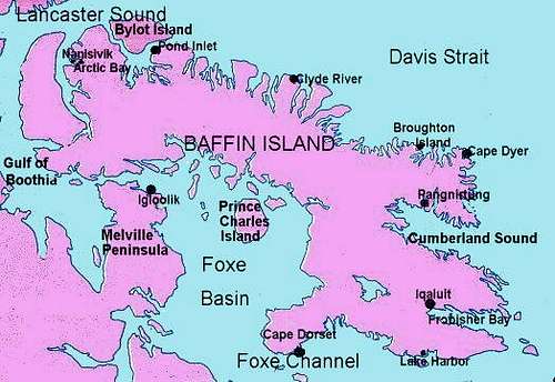 Map of Baffin Island....
