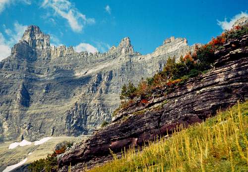 THE PINNICALE WALL NEAR ICEBERG LAKE-GLACIER NATIONAL PARK-MT (1968)