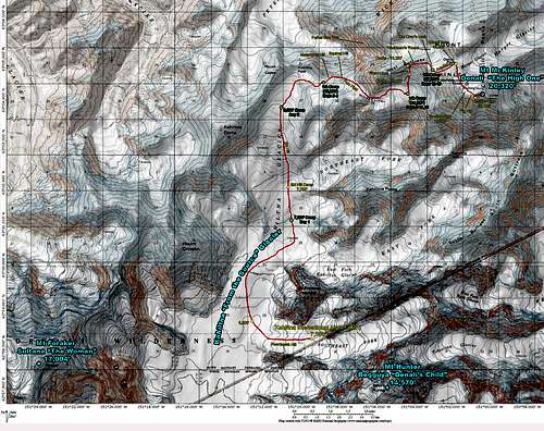 Denali's West Buttress - Annotated Topo Map