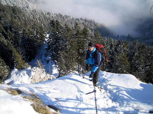 Descend of winter climb of Ettaler Manndl